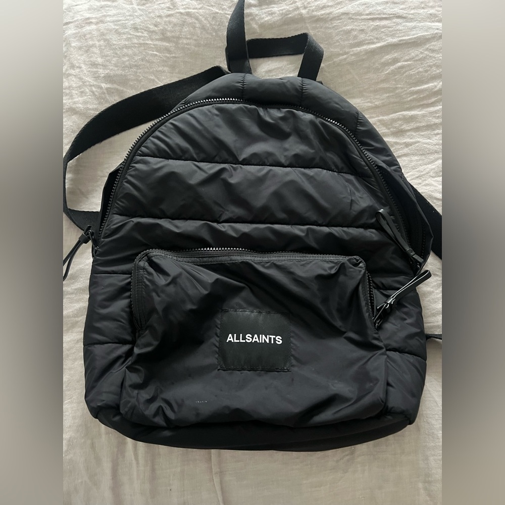 All Saints Zone Quilted Backpack in Black